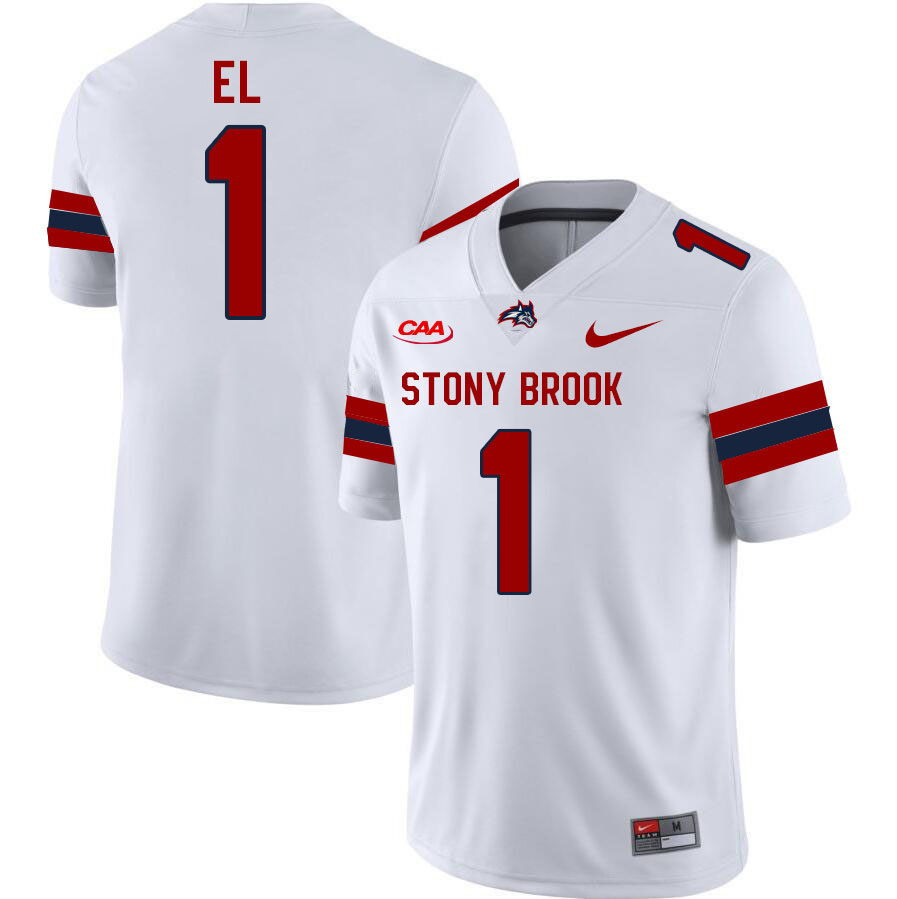 Stony Brook Seawolves #1 Rah'Khem El College Football Jerseys Stitched Sale-White